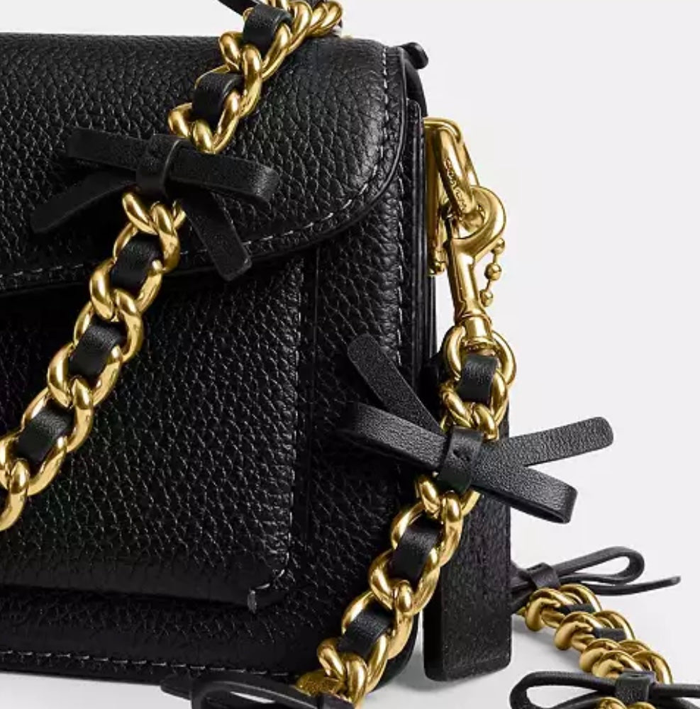 Preloved Coach Leather Chain Strap With Bows
