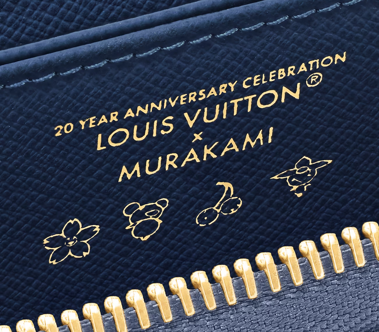 New Arrival. LV x TM Zippy wallet Denim Cherry Murakami