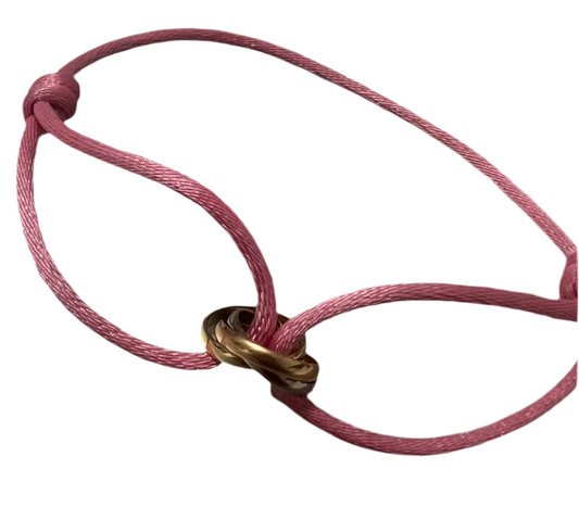 Cartier Trinity on Silk Cord Bracelet 18K Tricolor Gold