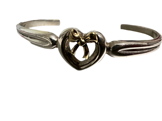 Vintage Tiffany Sterling Silver Heart and Bow Bracelet
