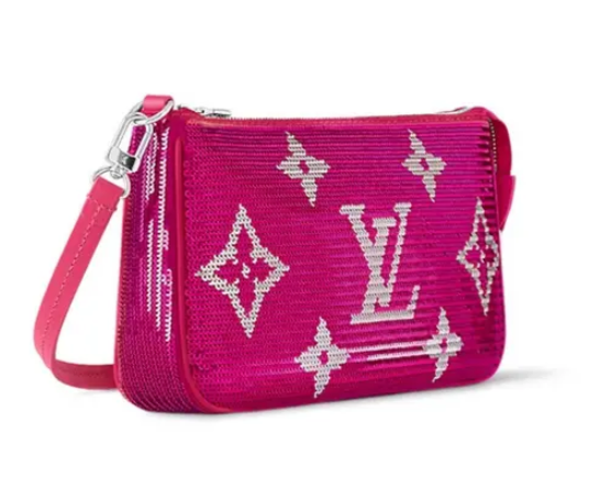 New Louis Vuitton Pink Sequin Pochette Accessories