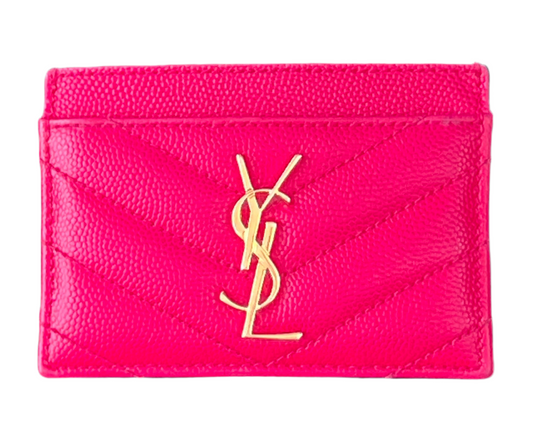 Pre-loved Saint Laurent YSL Pink leather cardholder