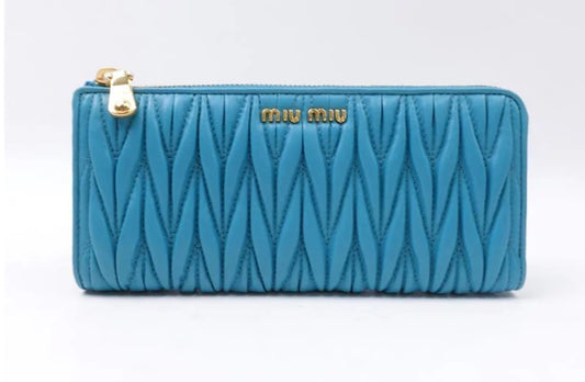 Pre-owned MiuMiu Calfskin small leather goods Blue Wallet